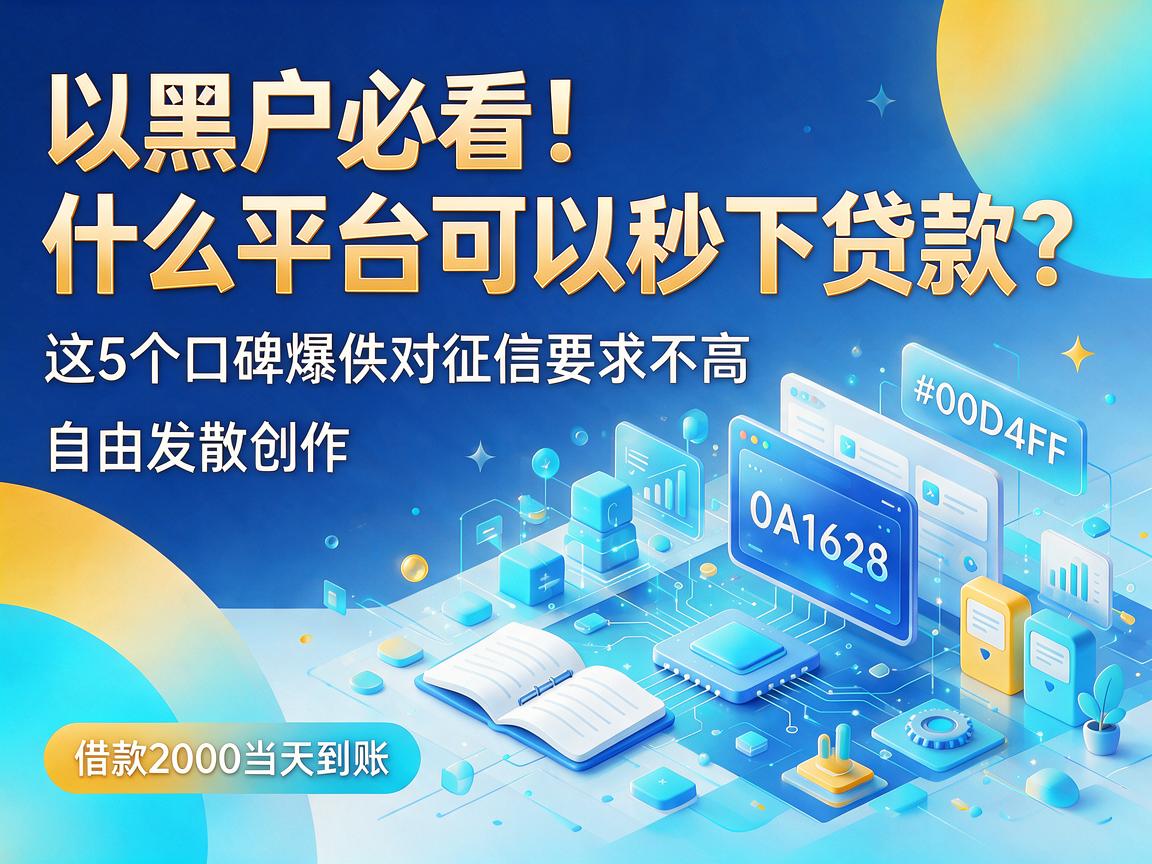 黑户必看！什么平台可以秒下贷款？这5个口碑爆款对征信要求不高，借款2000当天到账