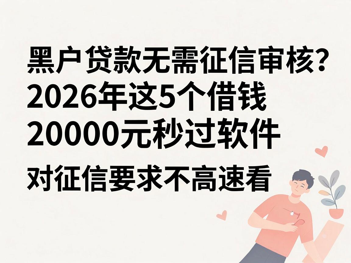 黑户贷款无需征信审核？2026年这5个借钱20000元秒过软件，对征信要求不高速看