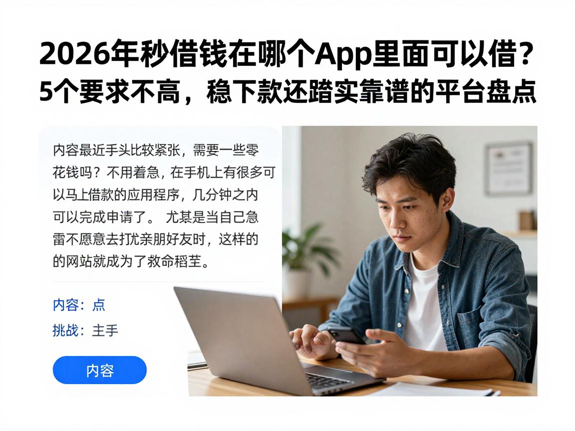 2026年秒借钱在哪个app里面可以借？5个要求不高、稳下款还踏实靠谱的平台盘点