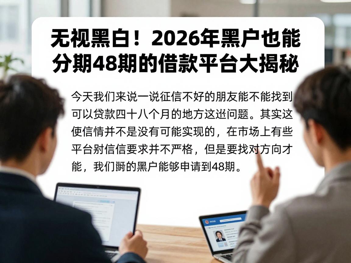 无视黑白！2026年黑户也能分期48期的借款平台大揭秘