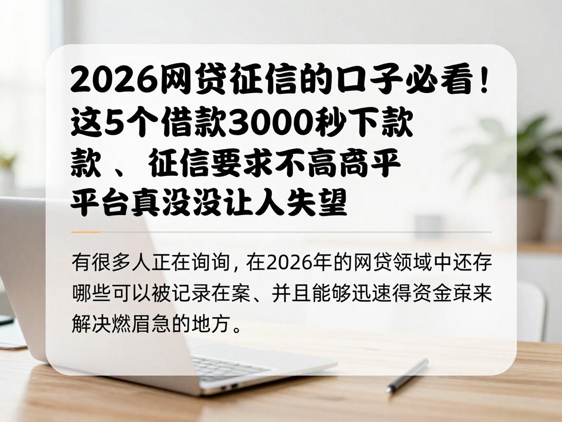 2026网贷征信的口子必看！这5个借款3000秒下款、征信要求不高的平台真没让人失望
