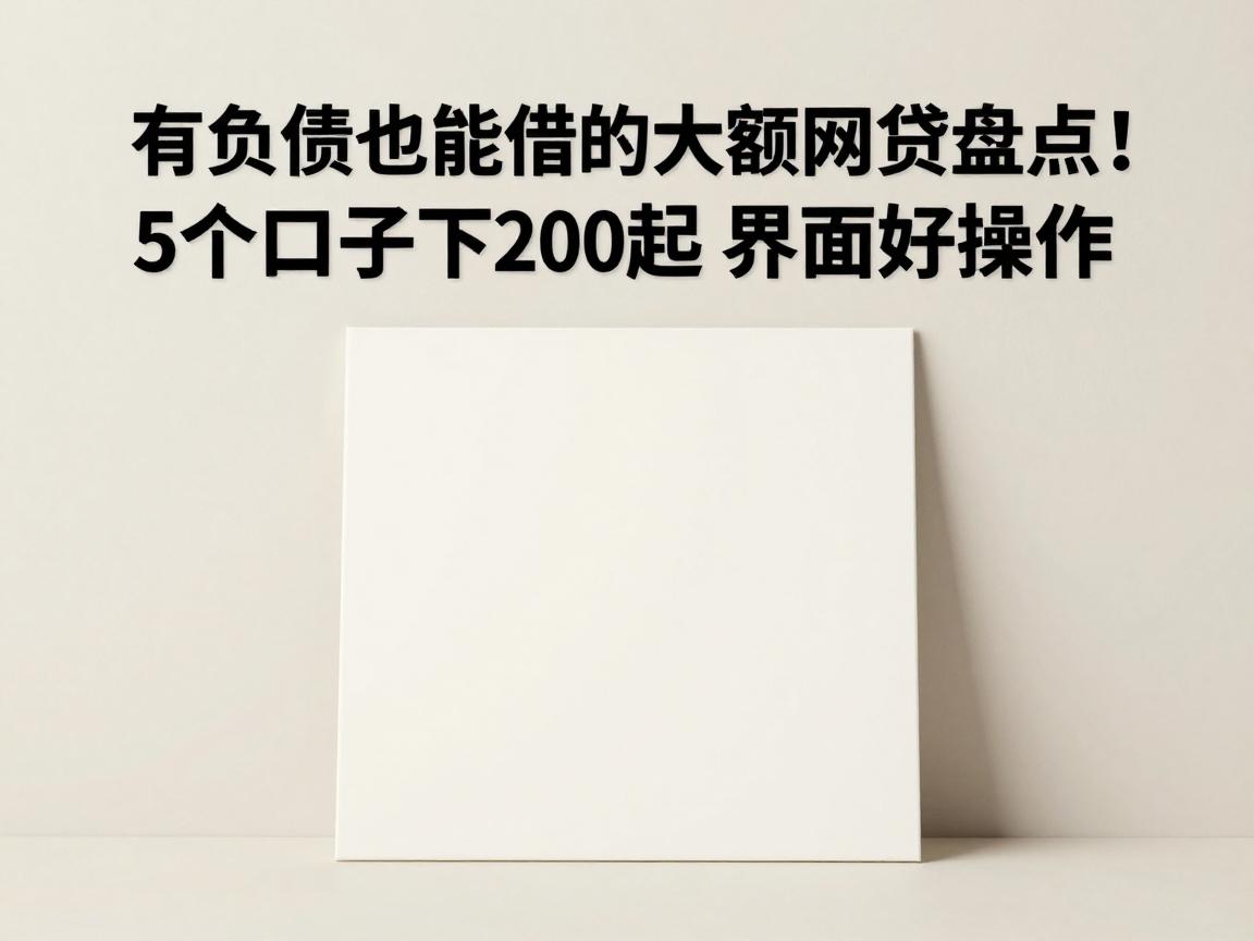 有负债也能借的大额网贷盘点！5个口子下款2000起，界面好操作