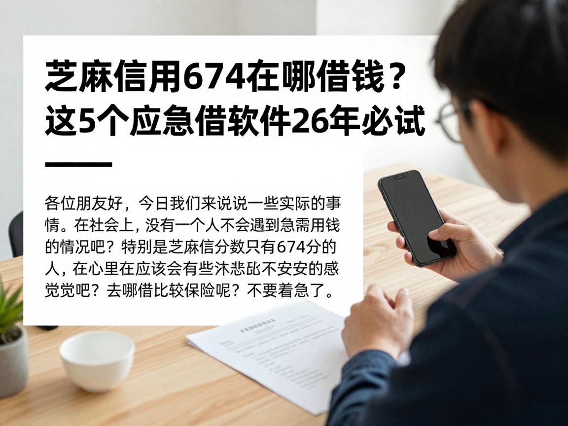 芝麻信用674在哪借钱？这5个应急借款软件2026年必试