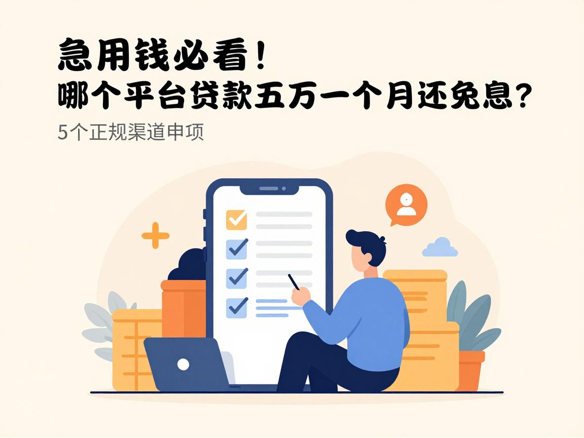 急用钱必看！哪个平台贷款五万一个月还免息？这5个正规渠道全面罗列