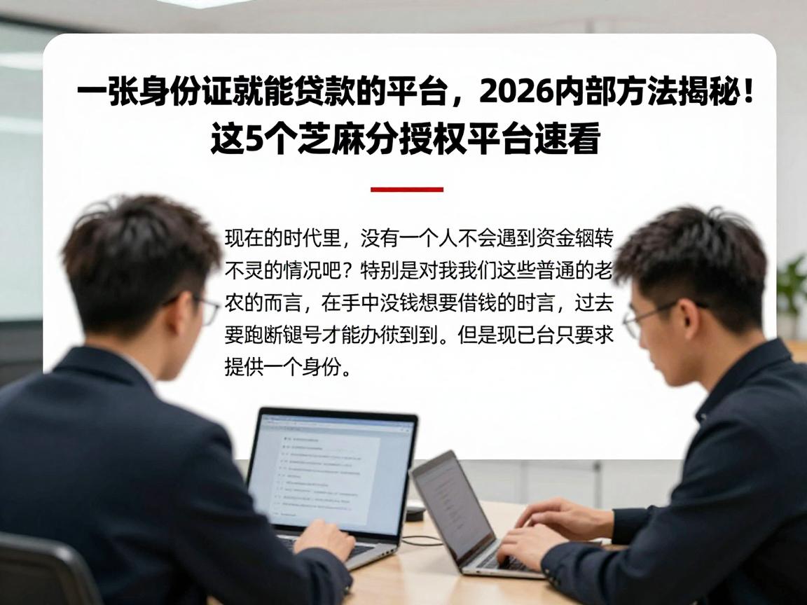 一张身份证就能贷款的平台，2026内部方法揭秘！这5个芝麻分授权平台速看