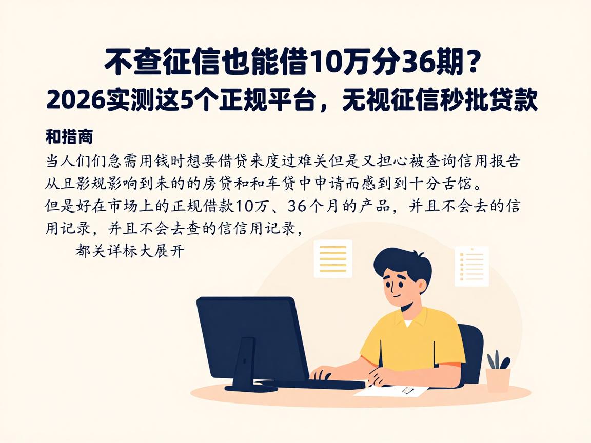 不查征信也能借10万分36期？2026实测这5个正规平台，无视征信秒批贷款！