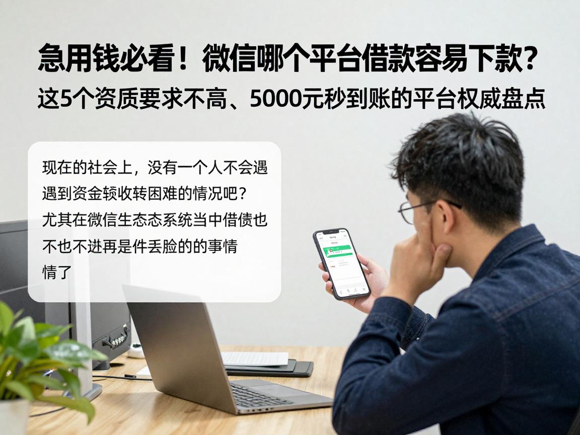 急用钱必看！微信哪个平台借款容易下款？这5个资质要求不高、5000元秒到账的平台权威盘点