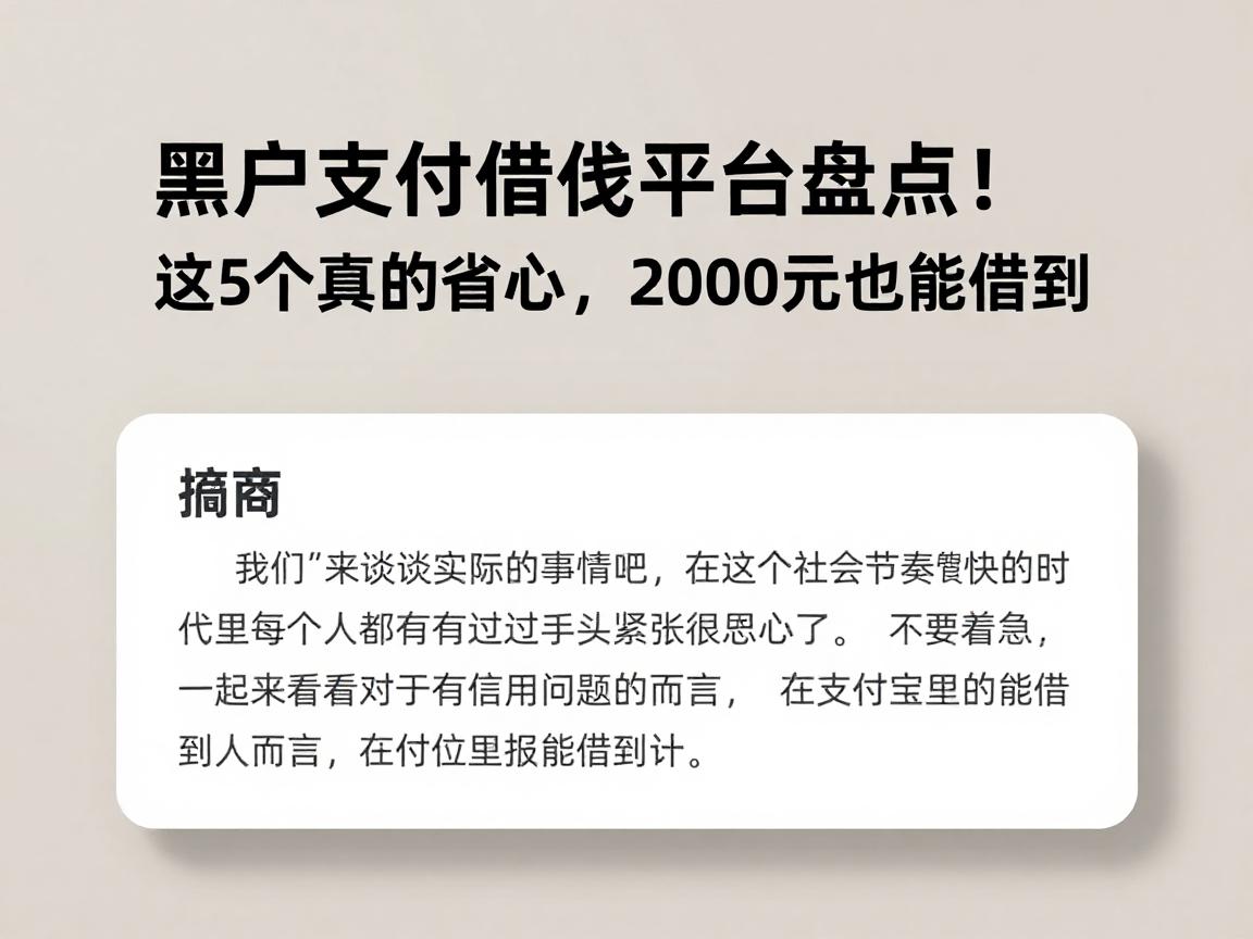 黑户支付宝借钱平台盘点！这5个真的省心，2000元也能借到