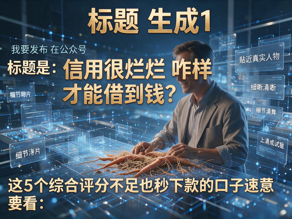 信用很烂咋样才能借到钱？这5个综合评分不足也秒下款的口子速看