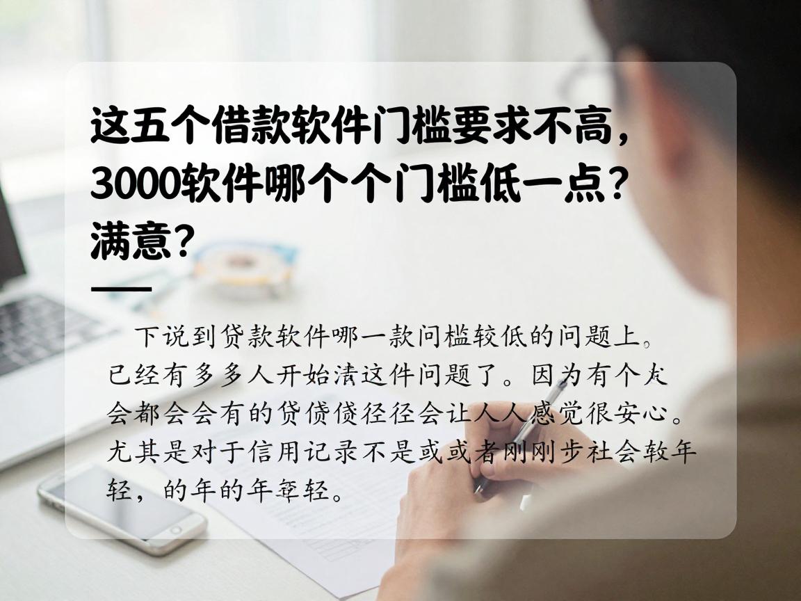 这五个借款软件门槛要求不高，3000必下款，贷款软件哪个门槛低一点？整体很是满意