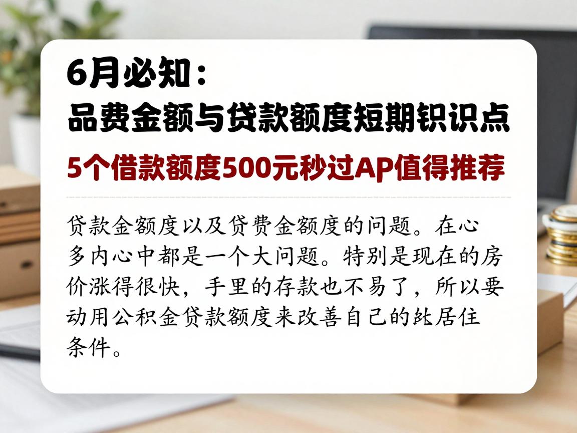 6月必知：公积金额度与贷款额度短期知识点，这5个借款额度500元秒过App值得推荐