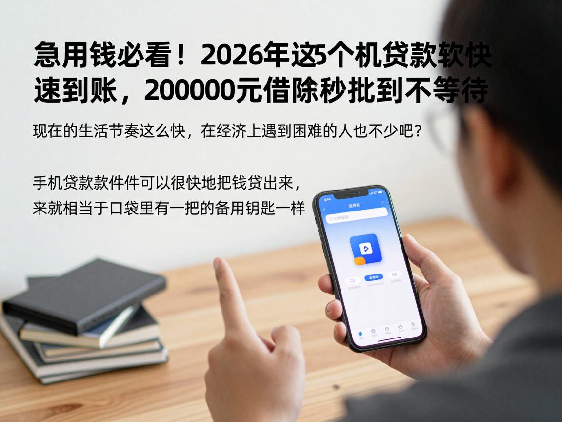 急用钱必看！2026年这5个手机贷款软件快速到账，20000元借款秒批到账不等待