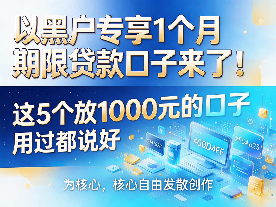 黑户专享1个月期限贷款口子来了！这5个放1000元的口子，用过都说好