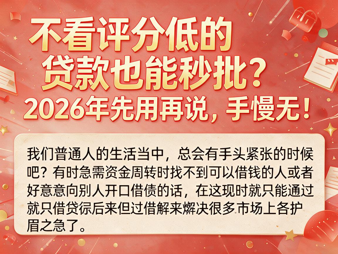 不看评分低的贷款也能秒批？2026年先用再说，手慢无！