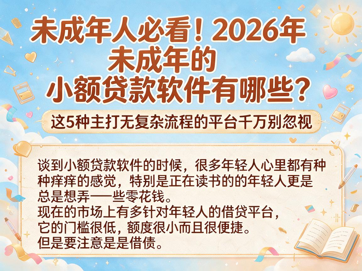 未成年人必看！2026年未成年的小额贷款软件有哪些？这5种主打无复杂流程的平台千万别忽视