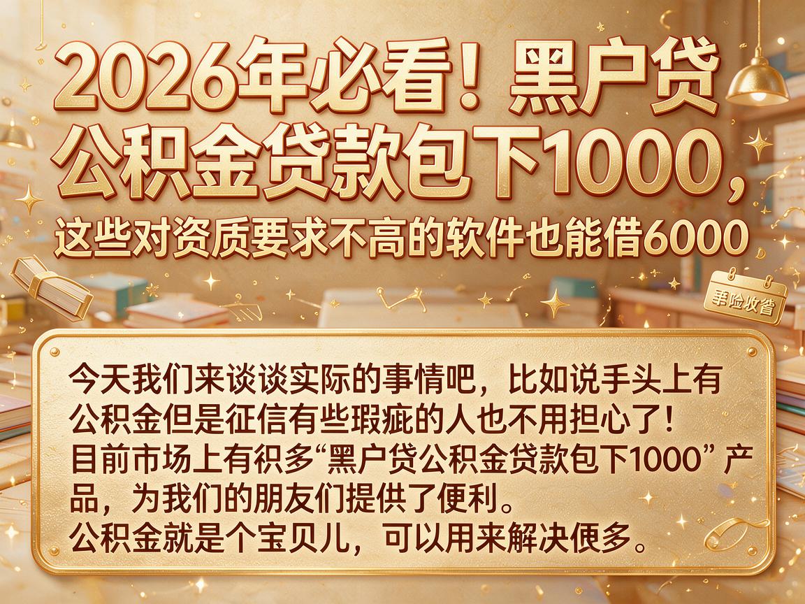 2026年必看!黑户贷公积金贷款包下1000,这些对资质要求不高的软件也能借6000