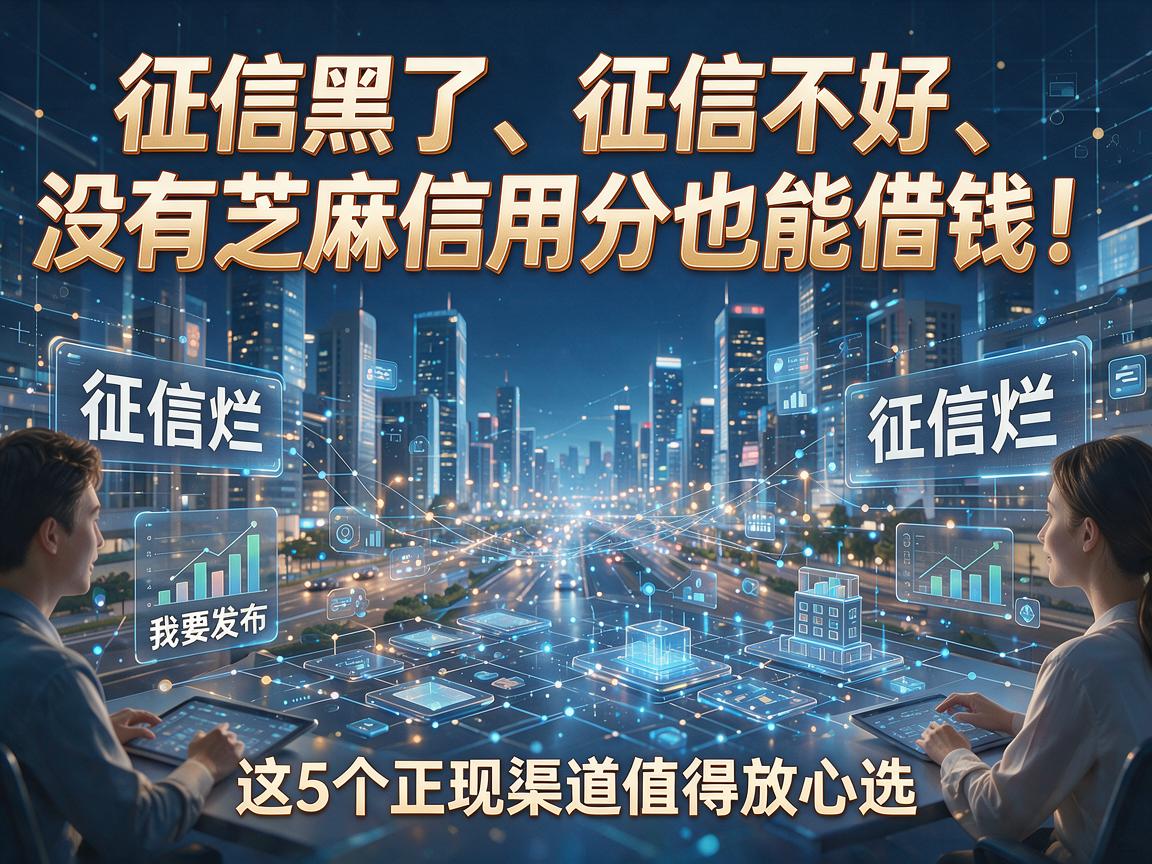 征信黑了、征信不好、征信烂、没有芝麻信用分也能借钱！这5个正规渠道值得放心选