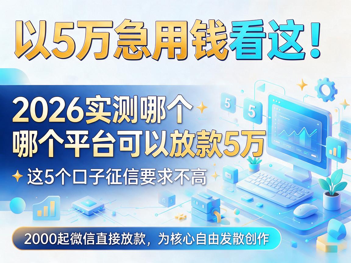 5万急用钱看这！2026实测哪个平台可以放款5万，这5个口子征信要求不高，2000起微信直接放款