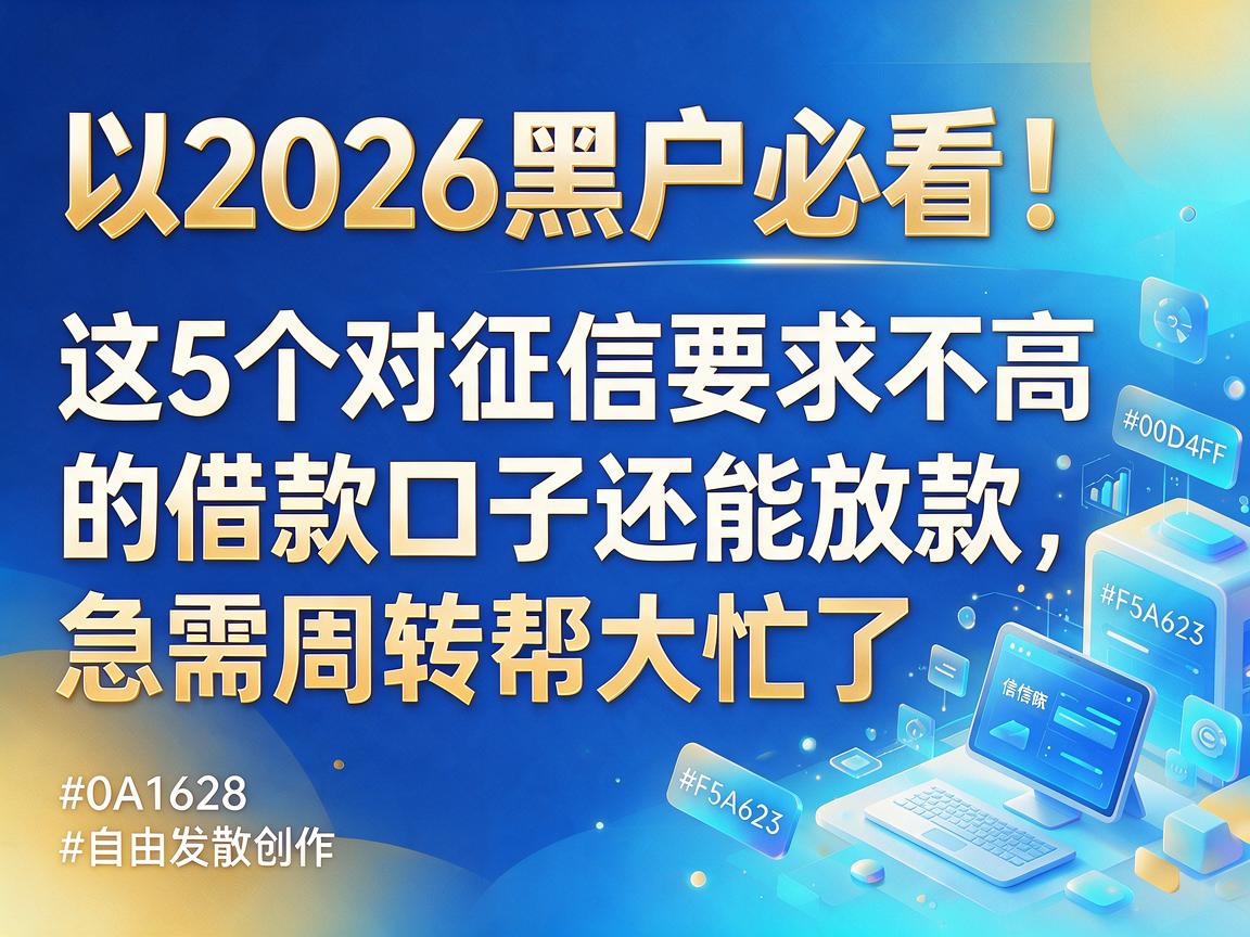 2026黑户必看！这5个对征信要求不高的借款口子还能放款，急需周转帮大忙了