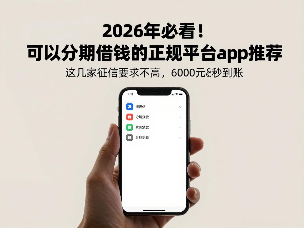 2026年必看！可以分期借钱的正规平台app推荐，这几家征信要求不高，6000元秒到账