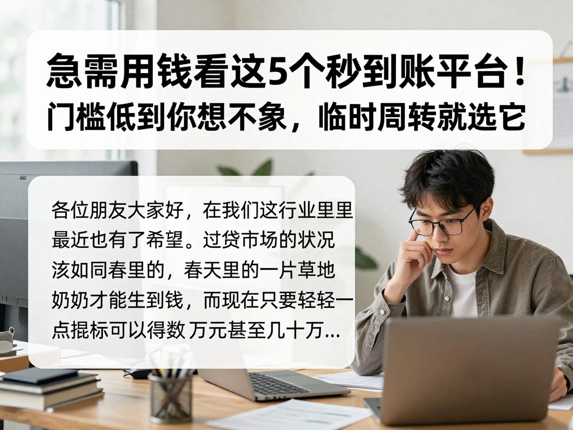 急需用钱看这5个秒到账平台!门槛低到你想不到,临时周转就选它