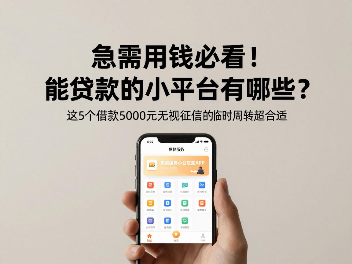 急需用钱必看！能贷款的小平台有哪些？这5个借款5000元无视征信的APP临时周转超合适