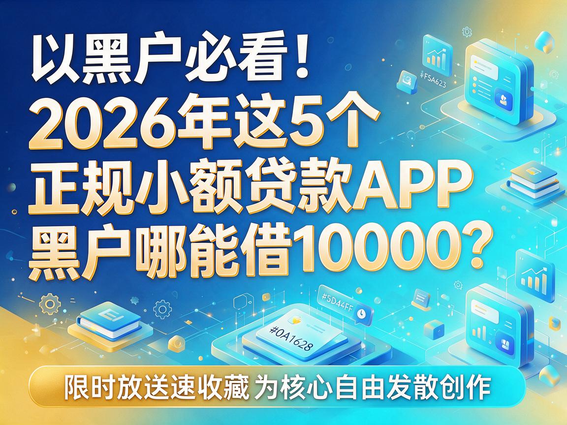 黑户必看！2026年这5个正规小额贷款APP，黑户哪能借10000？限时放送速收藏