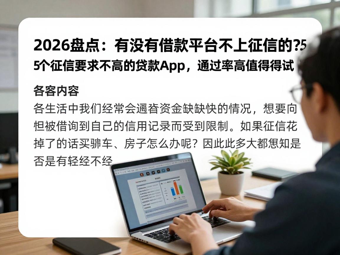 2026盘点:有没有借款平台不上征信的?这5个对征信要求不高的贷款App,通过率高值得一试