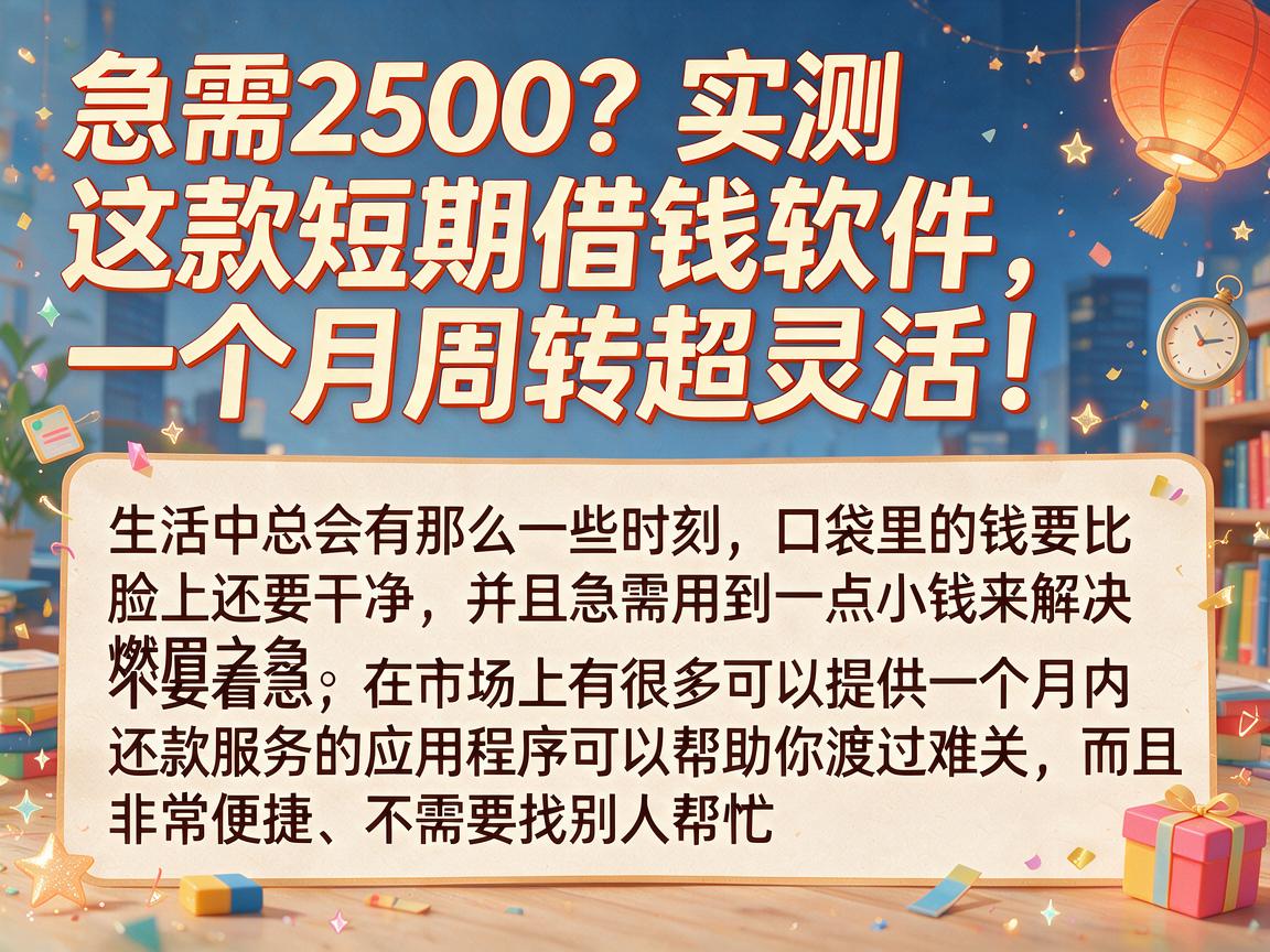 急需2500?实测这款短期借钱软件,一个月周转超灵活!