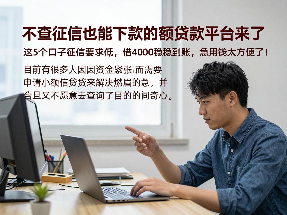 不查征信也能下款的小额贷款平台来了！这5个口子征信要求低，借4000稳稳到账，急用钱太方便了！