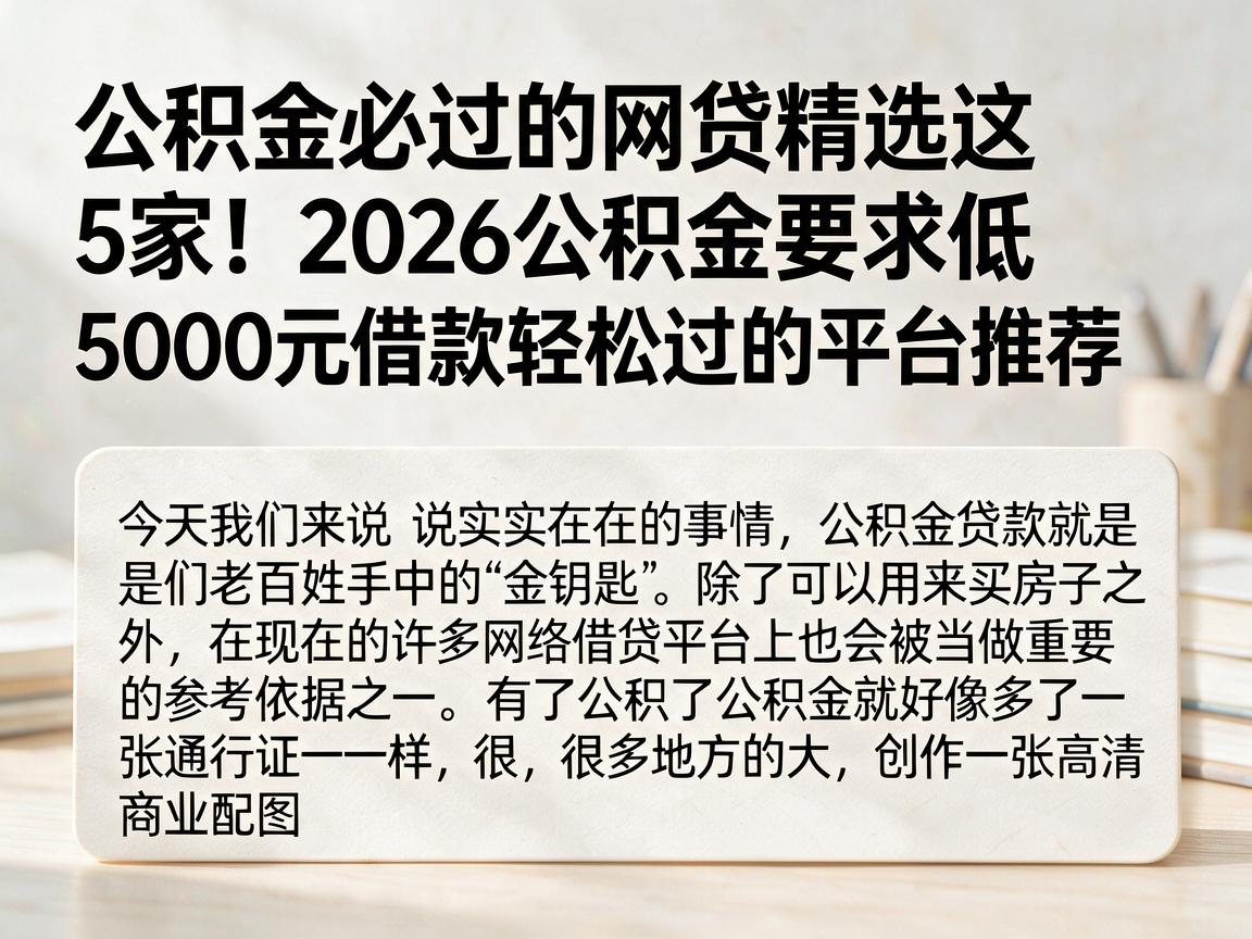 公积金必过的网贷精选这5家!2026公积金要求低、5000元借款轻松过的平台推荐