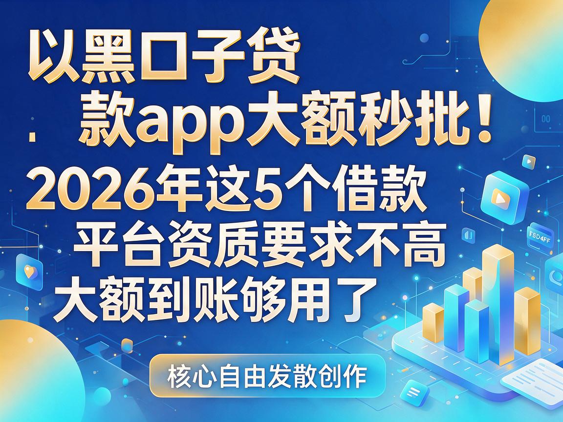 黑口子贷款app大额秒批！2026年这5个借款平台资质要求不高，大额到账够用了