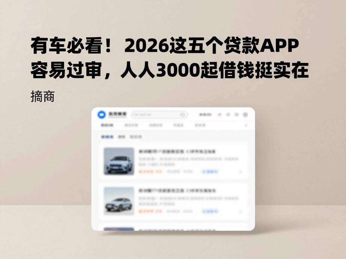 有车必看!2026这五个贷款APP容易过审,人人3000起借钱挺实在