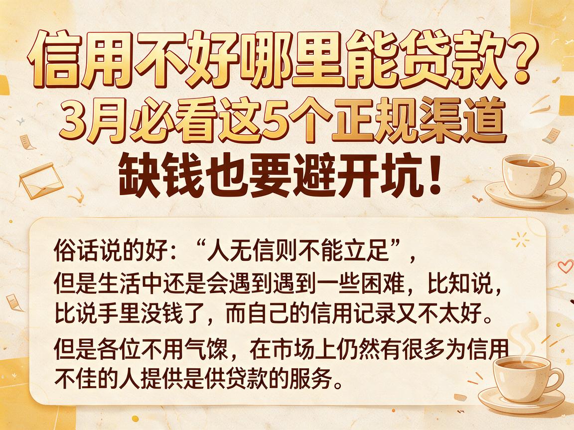 信用不好哪里能贷款？3月必看这5个正规渠道，缺钱也要避开坑！
