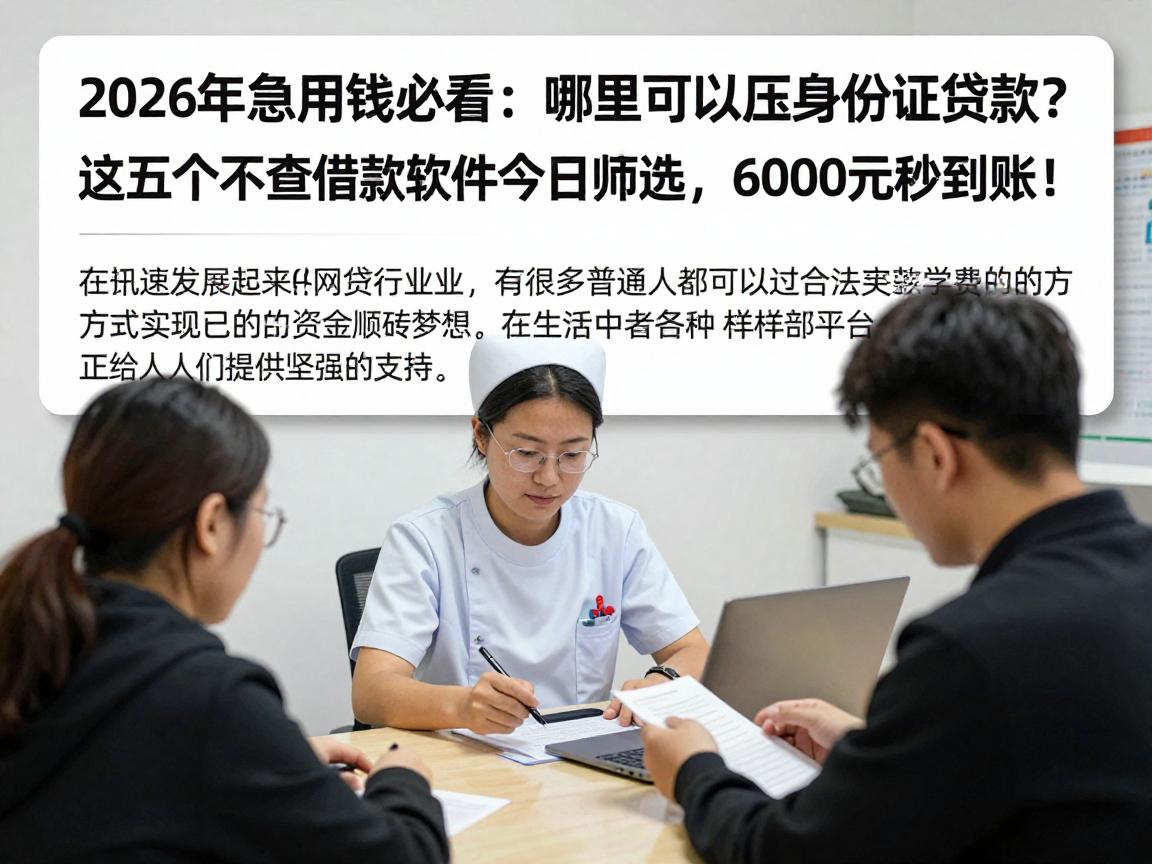 2026年急用钱必看：哪里可以压身份证贷款？这五个不查借款软件今日筛选，6000元秒到账！
