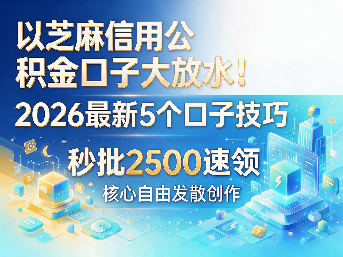 芝麻信用公积金口子大放水!2026最新5个口子技巧,秒批2500速领