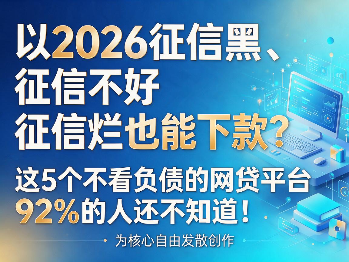 2026征信黑、征信不好、征信烂也能下款？这5个不看负债的网贷平台，92%的人还不知道！