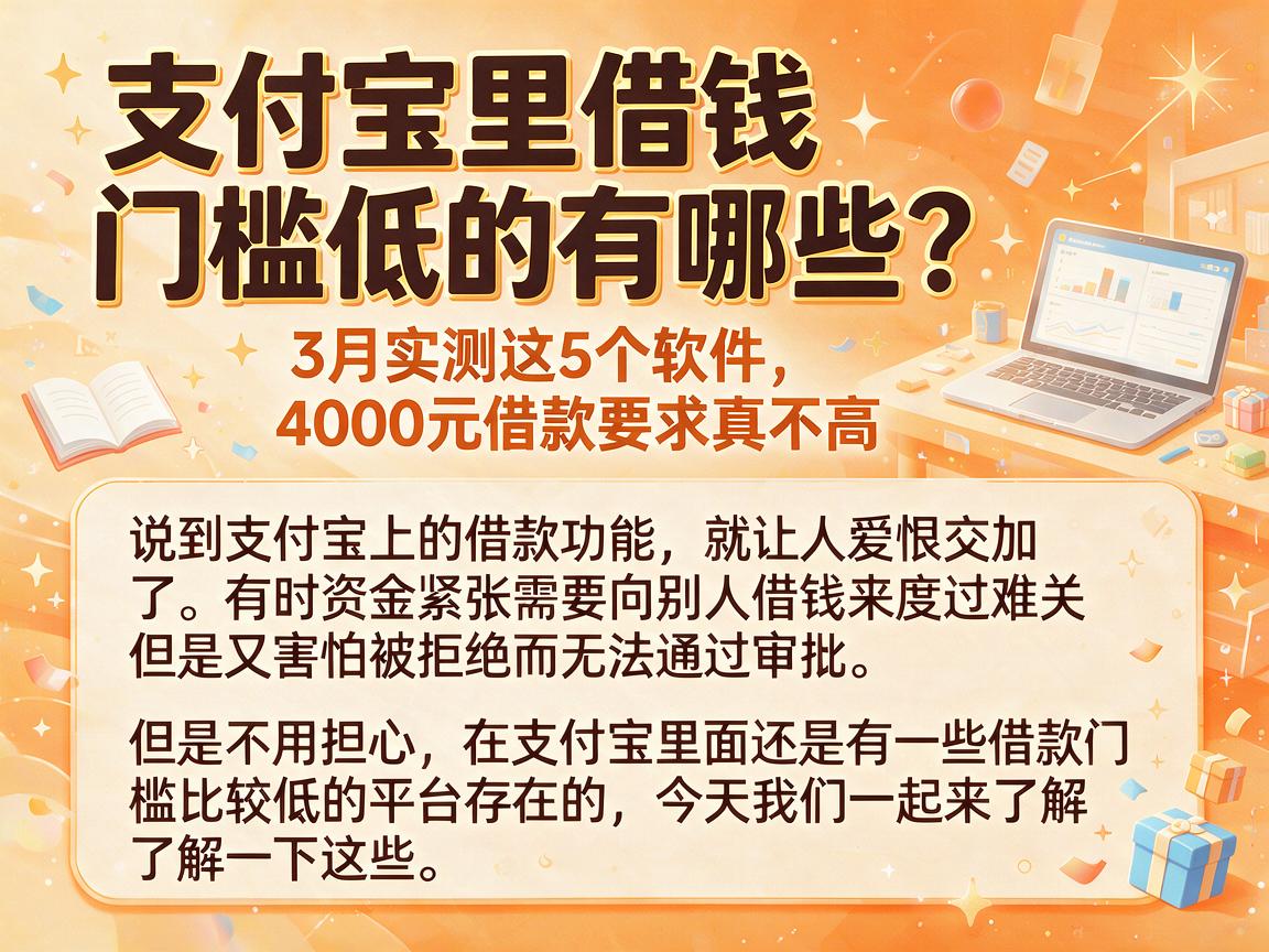 支付宝里借钱门槛低的有哪些？3月实测这5个软件，4000元借款要求真不高