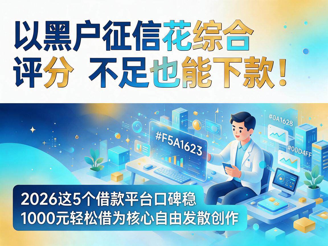 黑户征信花综合评分不足也能下款！2026这5个借款平台口碑稳，1000元轻松借