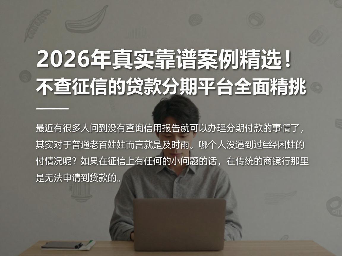 2026年真实靠谱案例精选！不查征信的贷款分期平台全面精挑