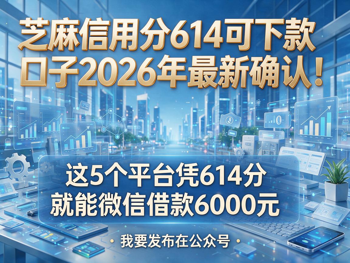 芝麻信用分614可下款口子2026年最新确认!这5个平台凭614分就能微信借款6000元