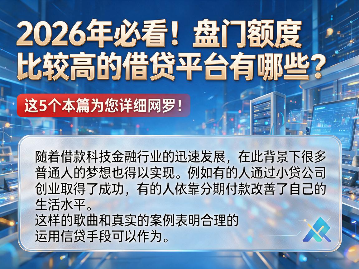 2026年必看！盘点额度比较高的借贷平台有哪些？这5个本篇为您详细网罗！