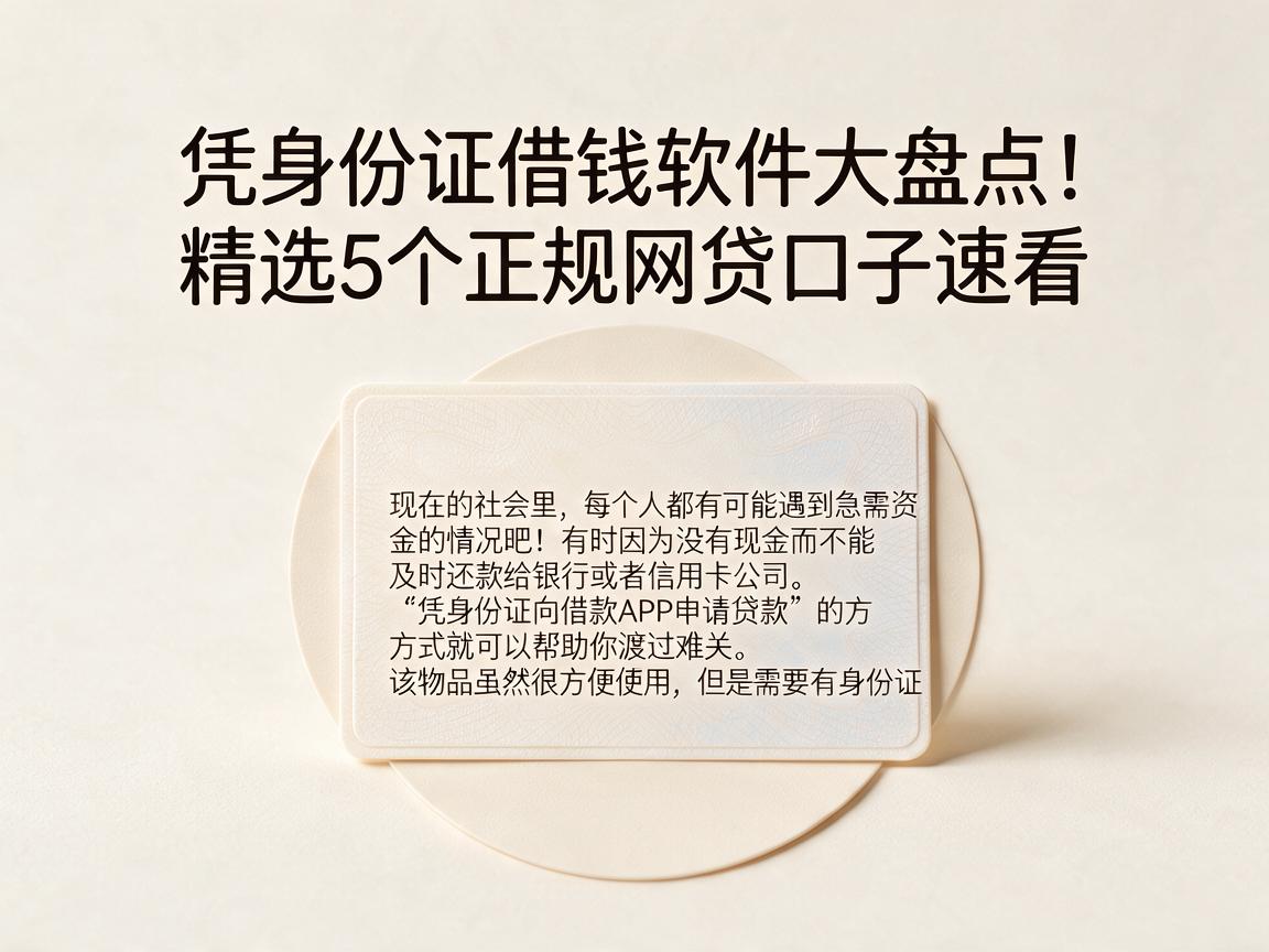 凭身份证借钱软件大盘点！精选5个正规网贷口子速看