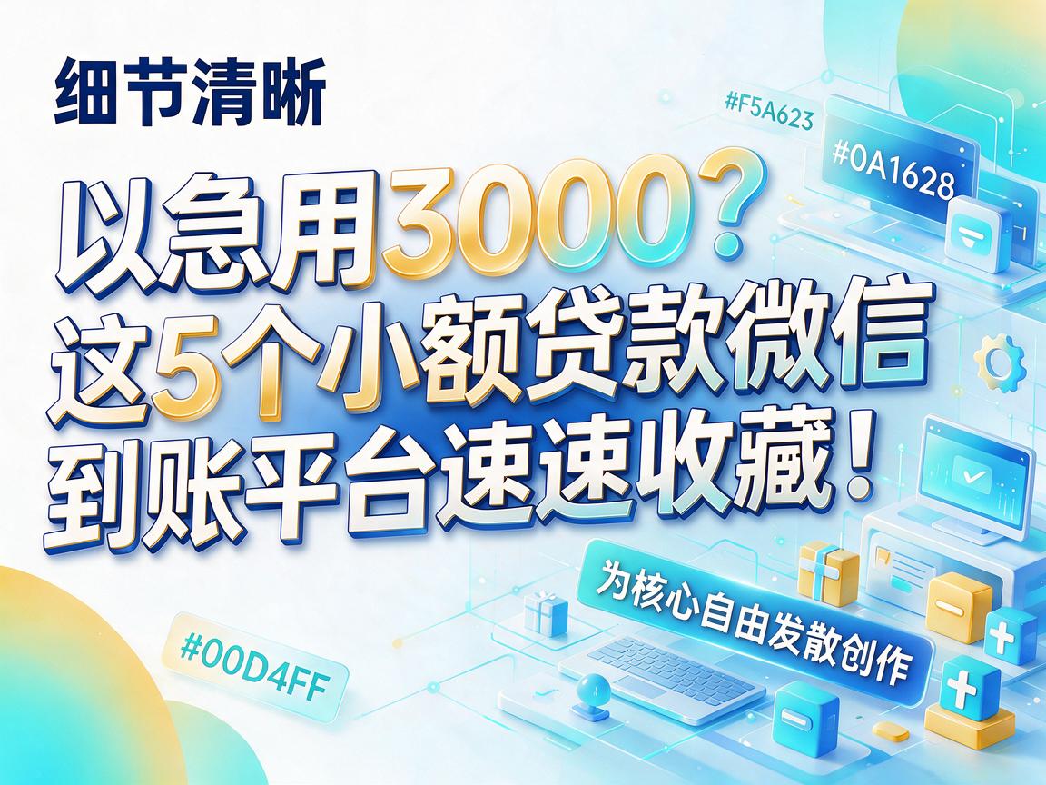 急用3000？这5个小额贷款微信到账平台速速收藏！