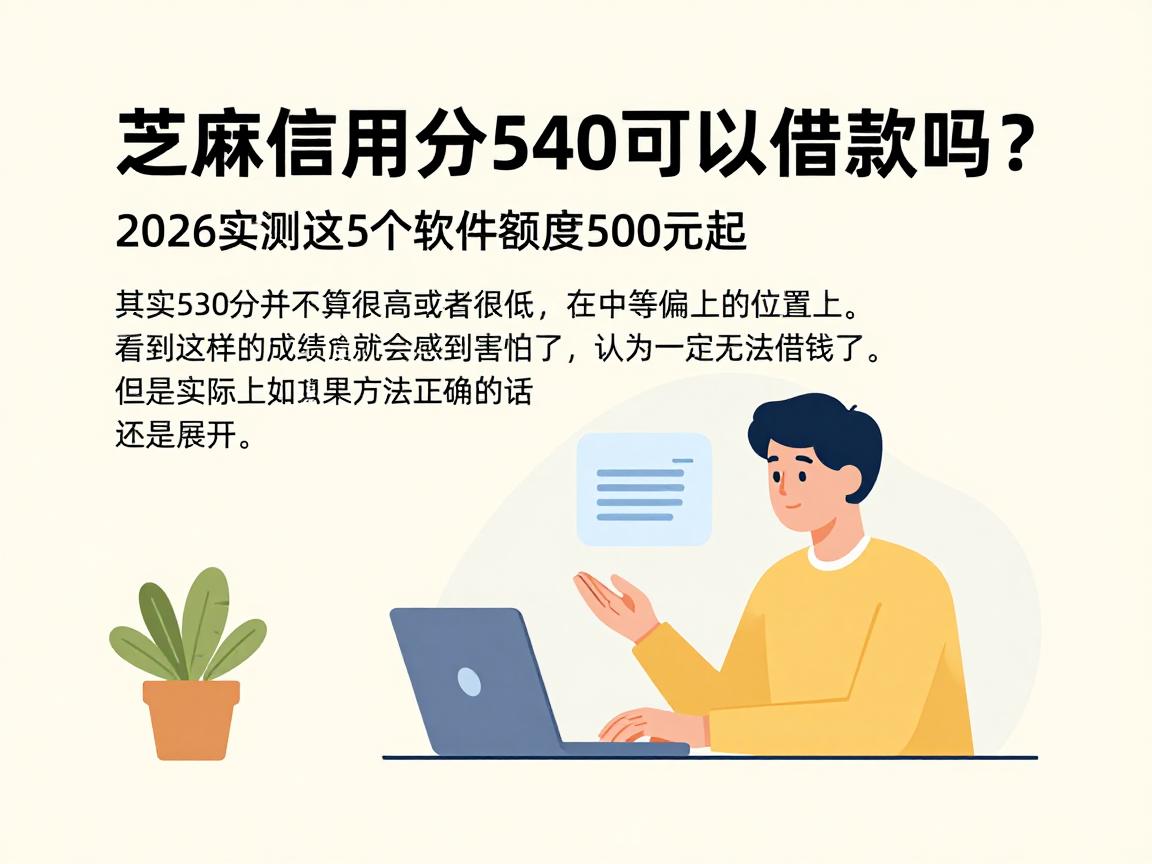 芝麻信用分540可以借款吗？2026实测这5个软件额度500元起