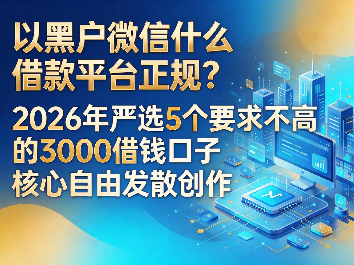 黑户微信什么借款平台正规？2026年严选5个要求不高的3000借钱口子