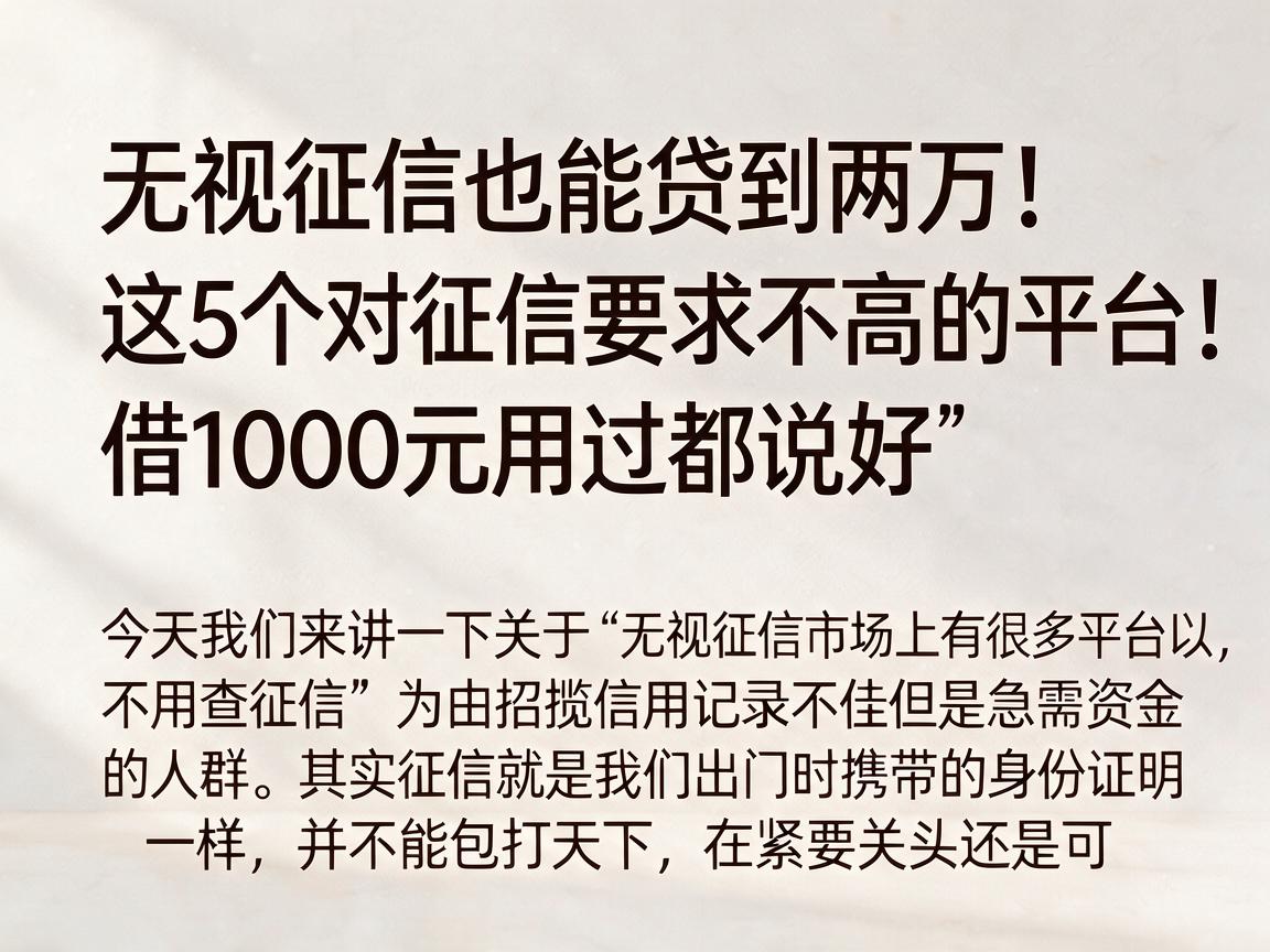 无视征信也能贷到两万!这5个对征信要求不高的平台,借1000元用过都说好