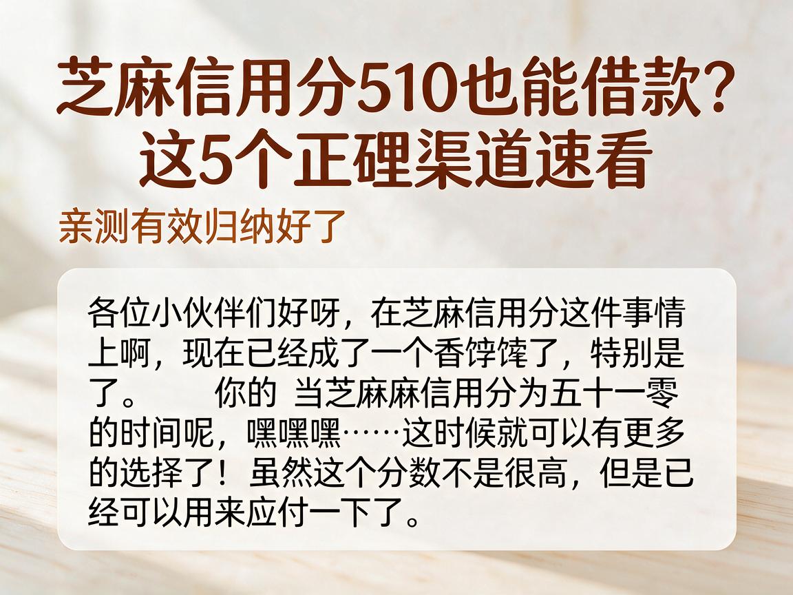 芝麻信用分510也能借款？这5个正规渠道速看，亲测有效归纳好了