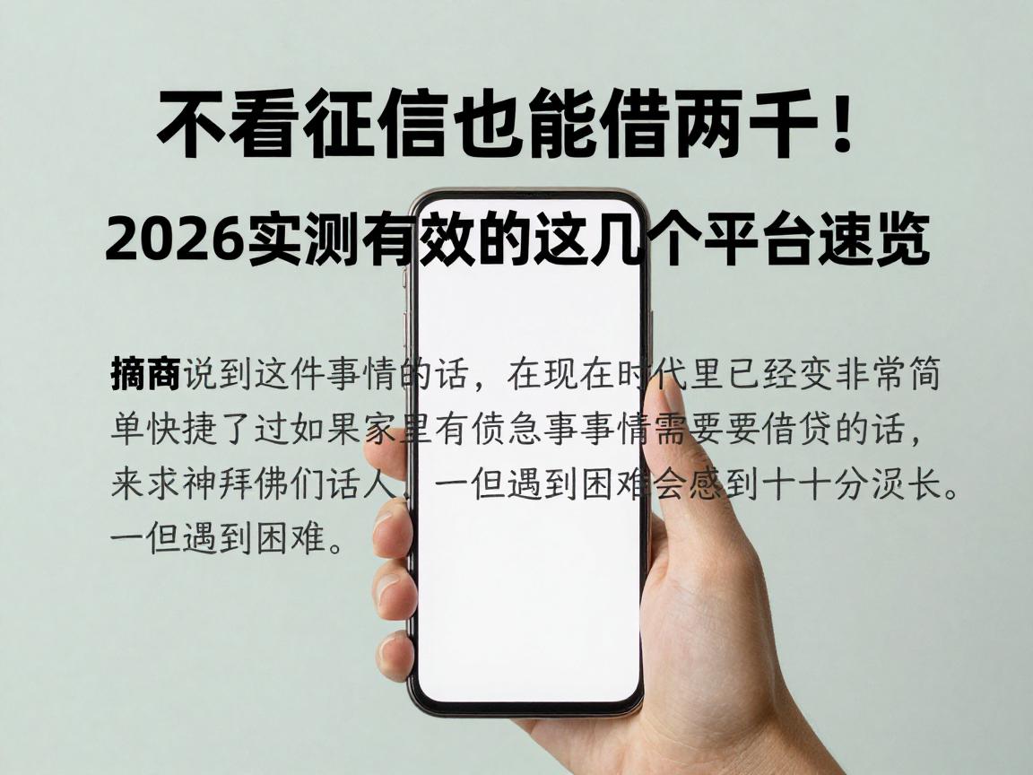 不看征信也能借两千！2026实测有效的这几个平台速览