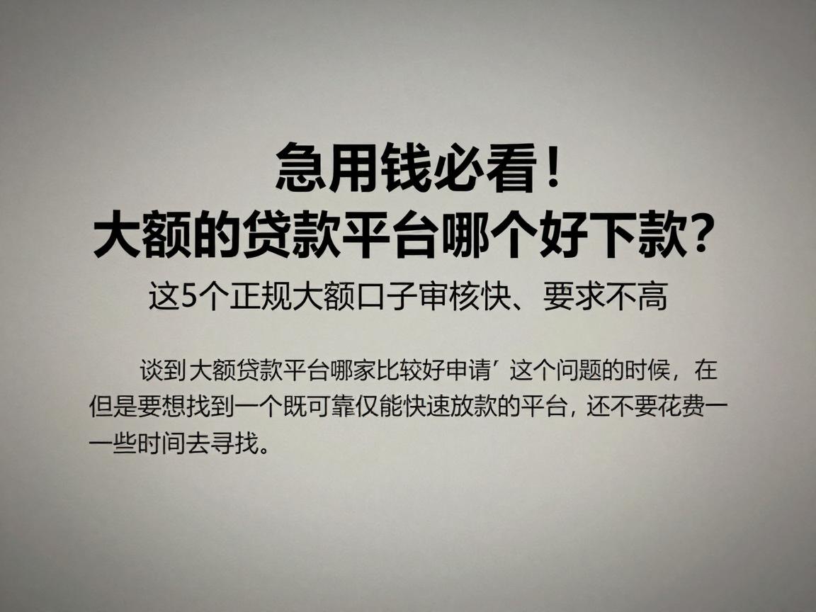 急用钱必看!大额的贷款平台哪个好下款?这5个正规大额口子审核快、要求不高